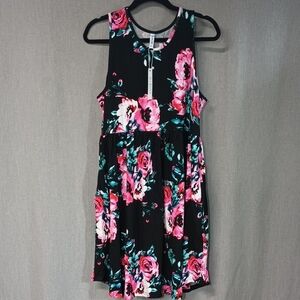 HiMONE Floral Sleeveless Dress With Pockets Women's Size 2X Vibrant Colors